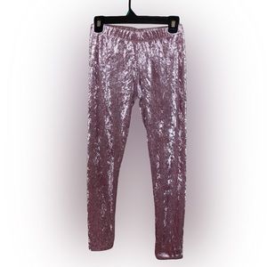 Pink Velvet Stretch Leggings Size Large